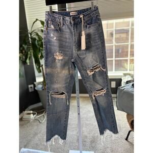 Special A Distressed Skinny Jeans Size 5 Raw Hem Stretch Denim
